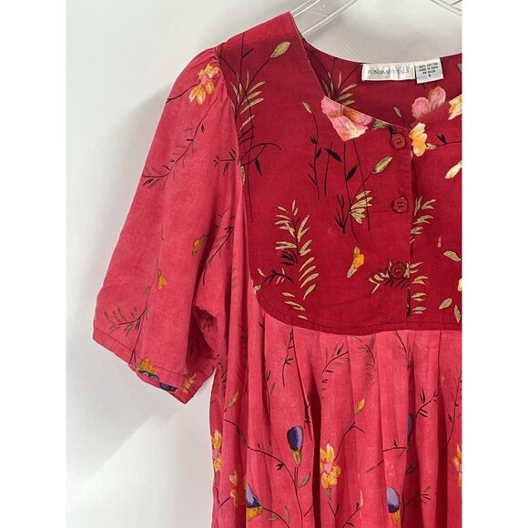 Fundamentals Made In India Floral Maxi Dress Short Sleeve Sz Small Boho Artsy - Picture 2 of 5